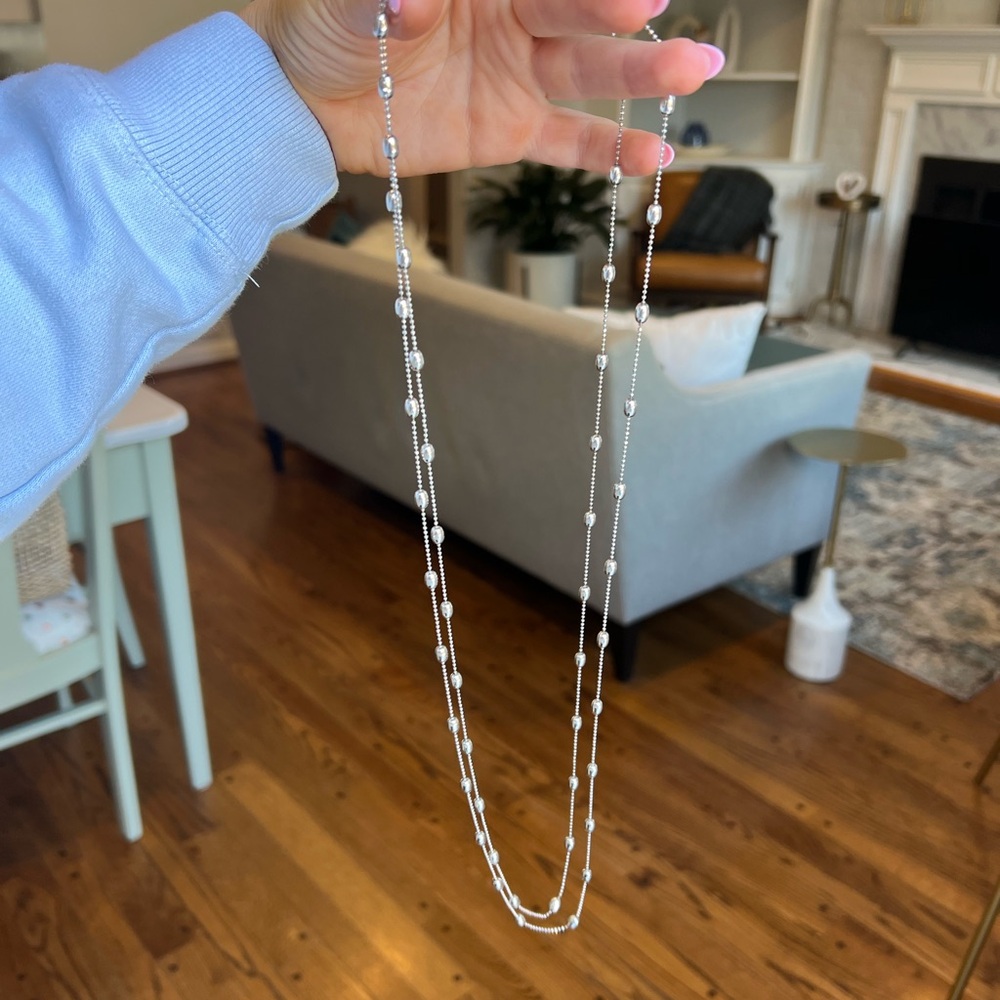 Stackable Silver Beaded Necklace